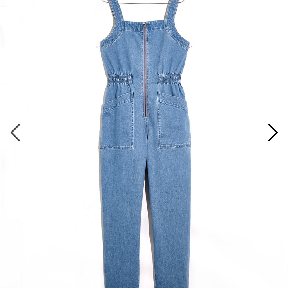 Madewell Light Blue Denim Cropped Jumpsuit